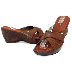 Tommy Hilfiger Brown Criss-Cross Wedge Mule